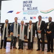 Pic 1: India and France Space join hands for deeper space collaboration; (From left to right) Chirag Doshi, MD & CEO, Walchandnagar Industries; Astronaut Thomas Pesquet, European Space Agency; Governor Shekhar Dutt, SM (Retd), Former Governor of Chhattisgarh, Defence Secretary and Deputy National Security Advisor; Jayant Patil, Chairman, ISpA; Stéphane Vesval, SVP Sales and Marketing, Airbus Defence and Space; Lt. Gen. AK Bhatt (retd.), DG, ISpA