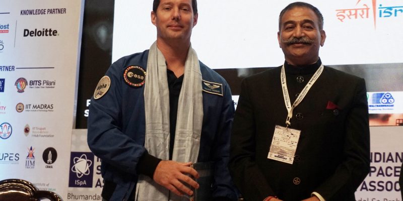 Astronaut Thomas Pesquet, European Space Agency & Lt. Gen. AK Bhatt (retd.), DG, ISpA at Indian Space Conclave 2023 organized by ISpA