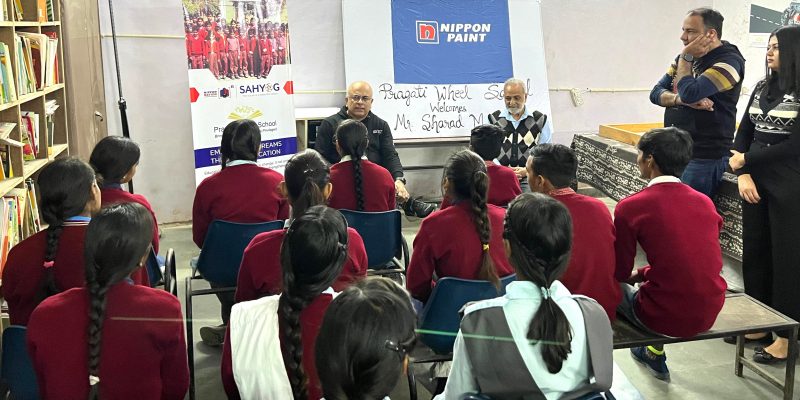 Sharad Malhotra, Director and President (Automotive Refinishes), Nippon Paint India in conversation with Senior Wing students of Pragati Wheel School