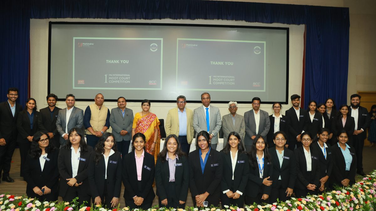 Mahindra University's First International Moot Court participants with eminent dignitaries