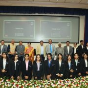 Mahindra University's First International Moot Court participants with eminent dignitaries