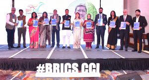  Sanjay Bhattacharyya Former BRICS Sherpa unveiling the Report on New Era of BRICS: Horizons in Tech and Business for Women Empowerment in BRICS countries with BRICS CCI team