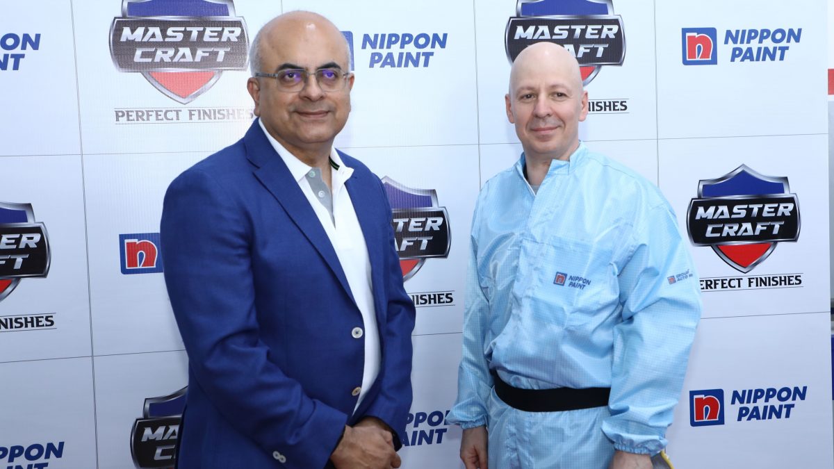 From left to right: Sharad Malhotra Director and President (Automotive Refinishes), Nippon Paint India and Lewis Taylor, Technical Consultant, Auto Refinishes Nippon Paint Group at the launch of Nippon Paint India's first automotive body and paint repair service brand, Mastercraft in Gurugram.