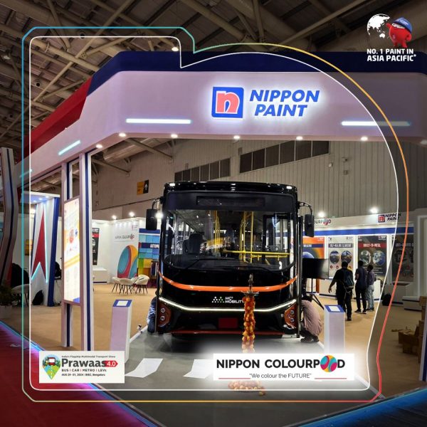 Bus on display painted exclusively with cutting edge paint technology by Nippon Paint