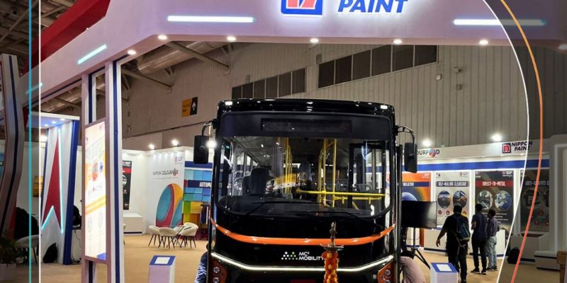 Bus on display painted exclusively with cutting edge paint technology by Nippon Paint