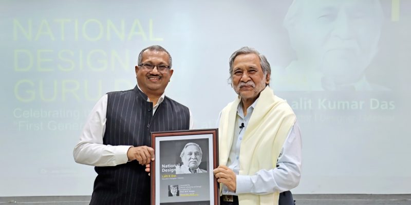 Left to Right : Dr. Sanjay Gupta, Vice Chancellor, WUD felicitating Prof. Lalit Kumar Das with prestigious "Design Guru" Award