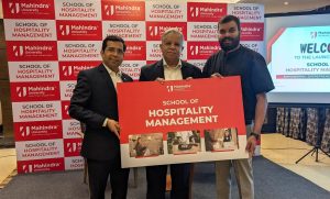 (From left to right) Chef K. Thirugnanasambantham, Dean, School of Hospitality Management, Mahindra University, Dr. Yajulu Medury, Vice Chancellor, Mahindra University and Rakesh Sreedharan, Head, Marketing and Admissions, Mahindra University at the launch of School of Hospitality Management.