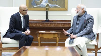 Chairman and CEO of Microsoft, Satya Nadella met with Prime Minister, Shri Narendra Modi in New Delhi.