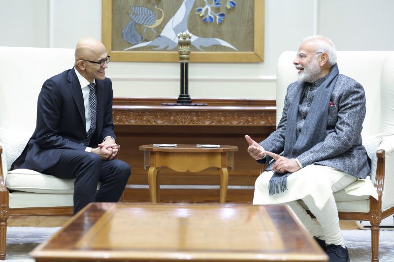 Chairman and CEO of Microsoft, Satya Nadella met with Prime Minister, Shri Narendra Modi in New Delhi.