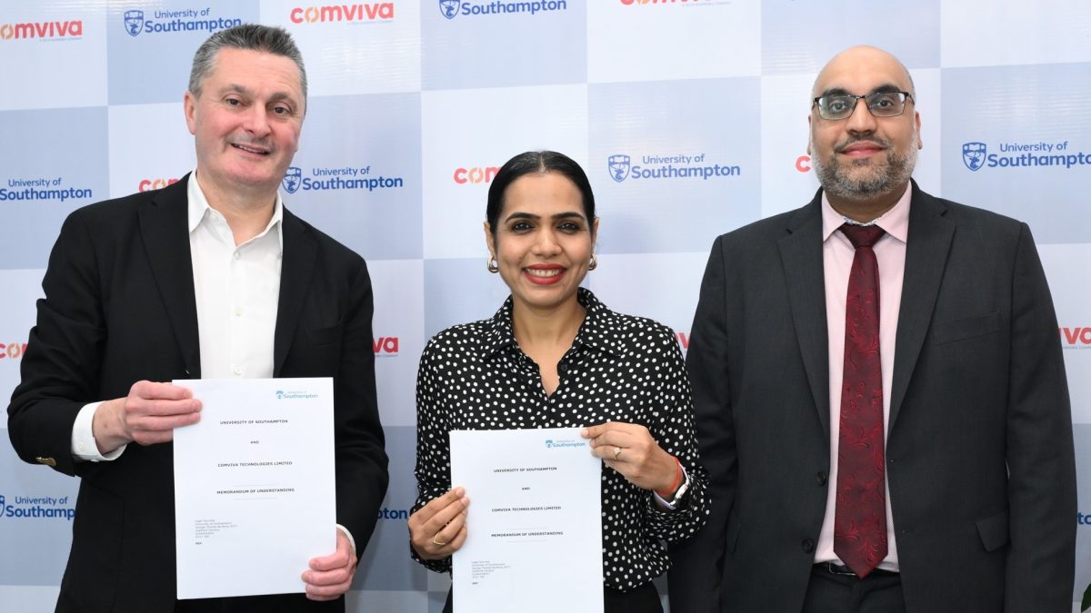 (L to R) Prof Andrew Atherton-VP, International and Engagement-University of Southampton; Bhagwati Shetty-CHRO, Comviva; & Amarjit Singh, CEO, India Business Group