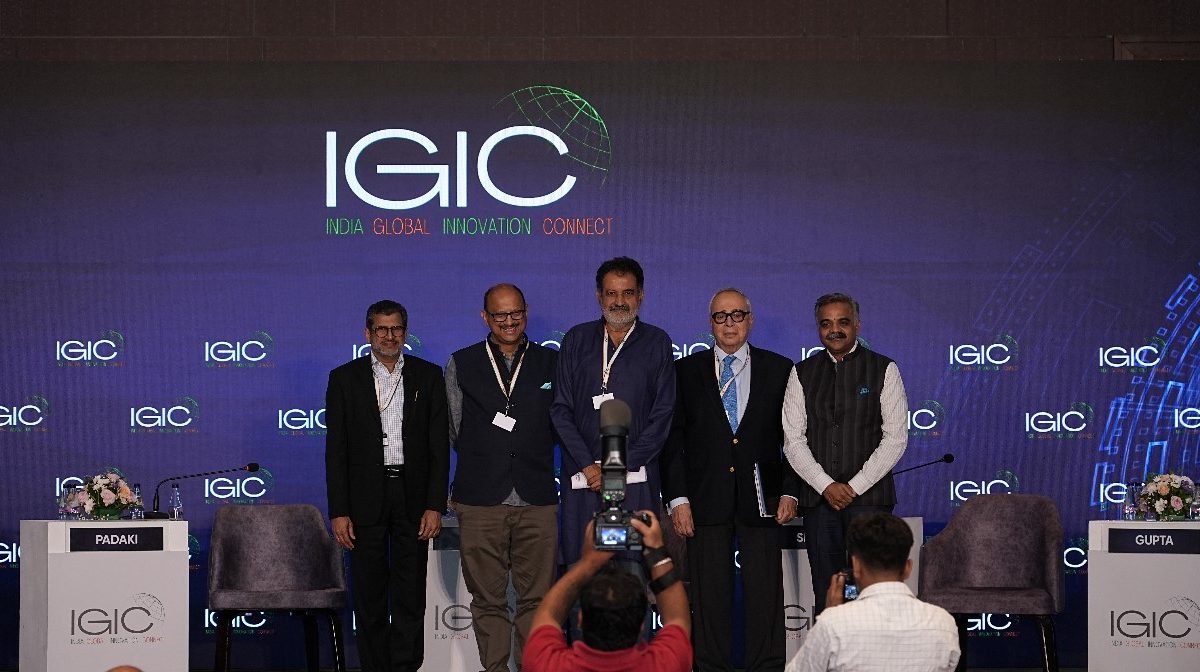 Left to Right- Agendra Kumar, Managing Director, Esri, India, Madan Padaki, President, TiE Bangalore & Trustee, TiE Global, India, Mohandas Pai, Chairman, Aarin Capital, India, Claude Smadja, Chairman, Smadja & Smadja Strategic Advisory, Switzerland, Sanjeev Kumar Gupta, CEO, Karnataka Digital Economy Mission (KDEM)