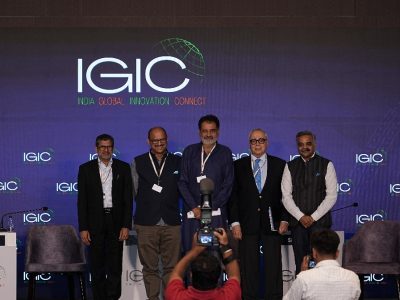 Left to Right- Agendra Kumar, Managing Director, Esri, India, Madan Padaki, President, TiE Bangalore & Trustee, TiE Global, India, Mohandas Pai, Chairman, Aarin Capital, India, Claude Smadja, Chairman, Smadja & Smadja Strategic Advisory, Switzerland, Sanjeev Kumar Gupta, CEO, Karnataka Digital Economy Mission (KDEM)