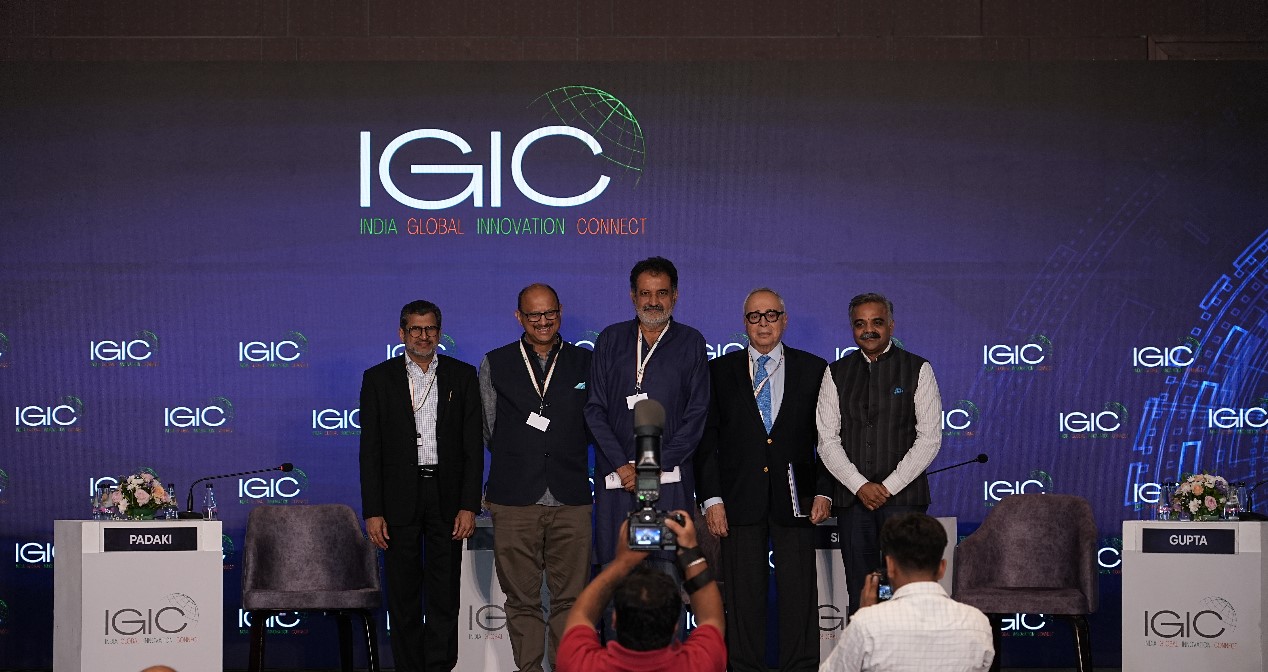 Left to Right- Agendra Kumar, Managing Director, Esri, India, Madan Padaki, President, TiE Bangalore & Trustee, TiE Global, India, Mohandas Pai, Chairman, Aarin Capital, India, Claude Smadja, Chairman, Smadja & Smadja Strategic Advisory, Switzerland, Sanjeev Kumar Gupta, CEO, Karnataka Digital Economy Mission (KDEM)