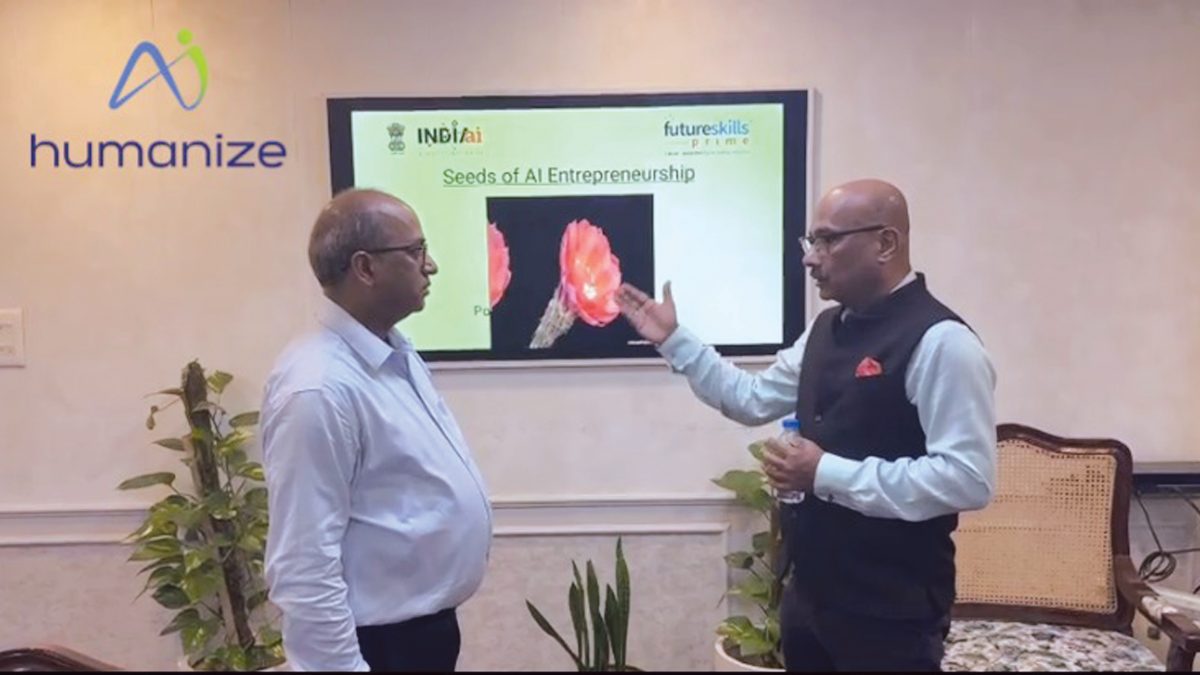 (L-R) Abhishek Singh (CEO, India AI Mission) and Jagdish Mitra (Board Member, NSDC and Founder & CEO, HumanizeTech.ai)