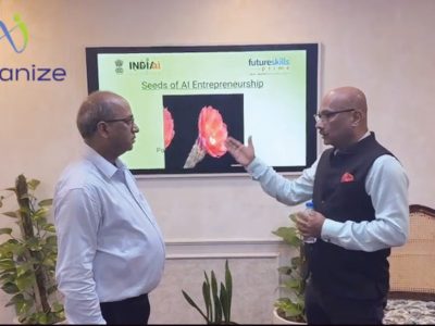 (L-R) Abhishek Singh (CEO, India AI Mission) and Jagdish Mitra (Board Member, NSDC and Founder & CEO, HumanizeTech.ai)