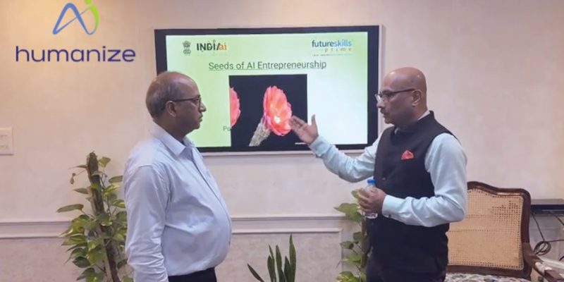 (L-R) Abhishek Singh (CEO, India AI Mission) and Jagdish Mitra (Board Member, NSDC and Founder & CEO, HumanizeTech.ai)