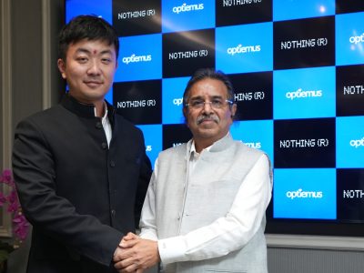 Carl Pei, CEO, Nothing (Left) with Ashok Gupta, Executive Chairman, Optiemus (Right); CMF forms strategic joint venture with Optiemus