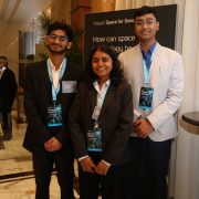 From left to right: Arunteja Jarupula of IIT Kanpur (2nd Runner Up), Bhoomi Raiyani of Nirma University (1st Runner Up), Mayank Golechha of BITS Pilani (Winner); Winners of Viasat: Space for Good India 2025 Challenge