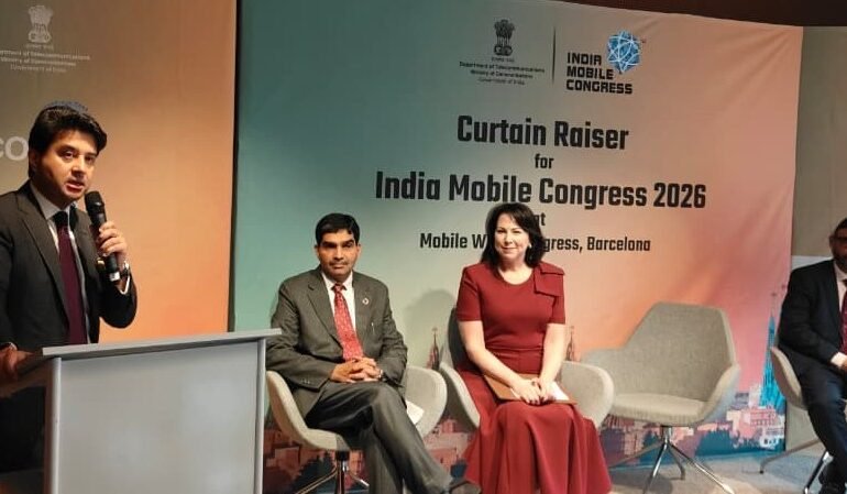 Indian Minister for Communications Jyotiraditya M. Scindia Announces 10th Edition of India Mobile Congress 2026 at MWC Barcelona
