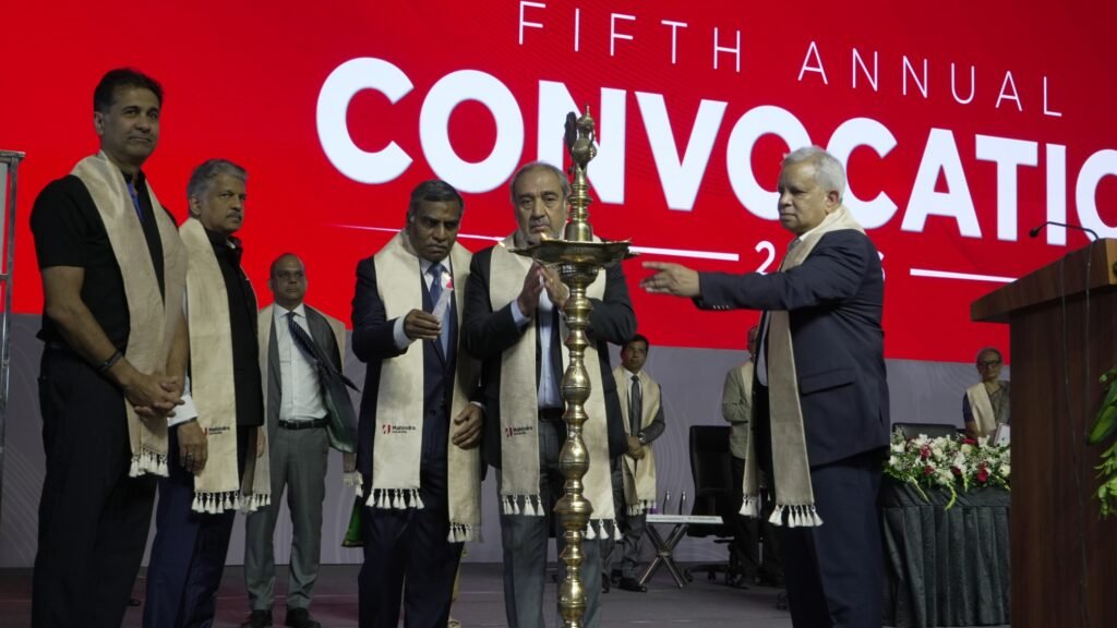Lamp lighting ceremony at the fifth annual convocation of Mahindra University.