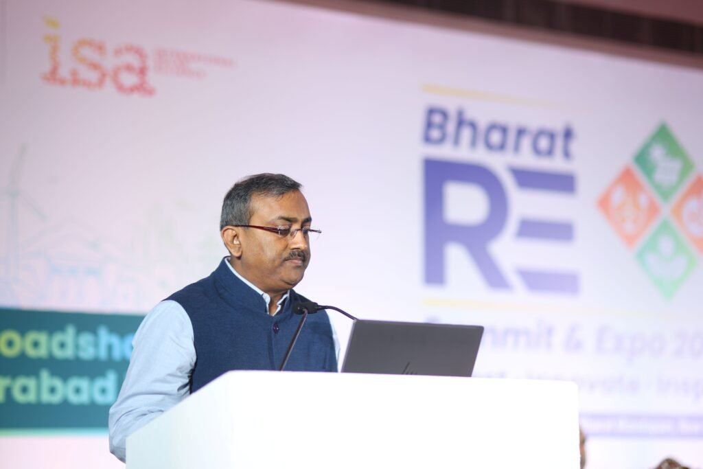 Shri Anupam Kumar, Joint Secretary, MNRE, addresses the Hyderabad Roadshow for the Bharat Renewable Energy Summit & Expo 2026.