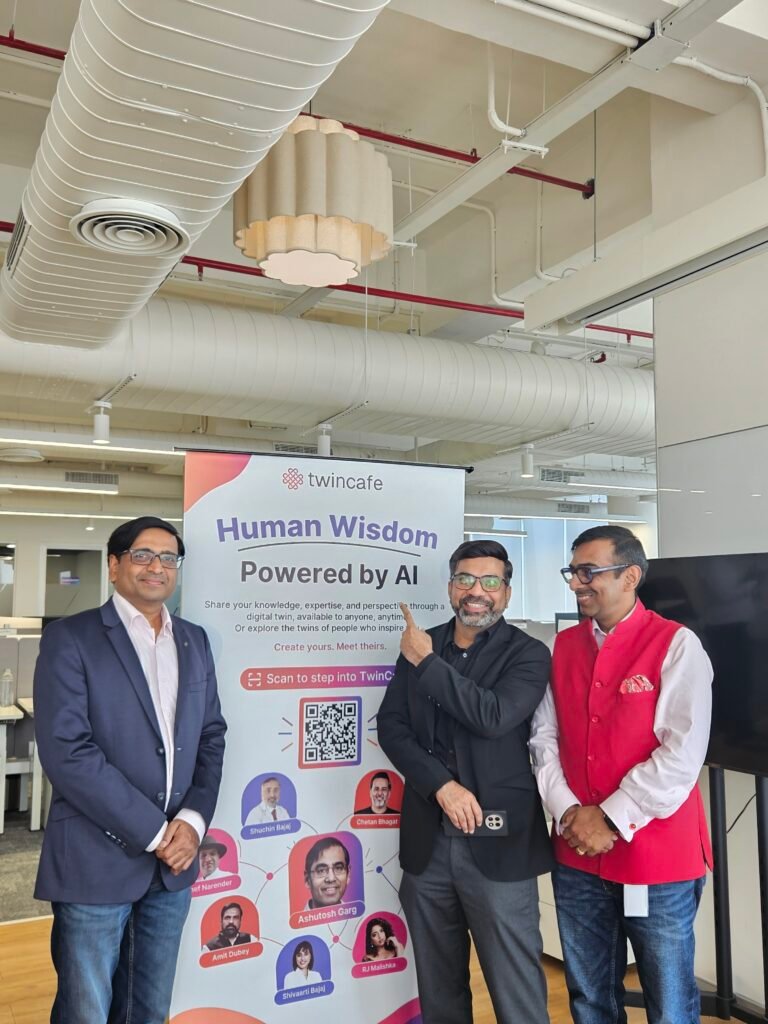 Sandesh Goel, Managing Director, TwinCafe; National Security Expert Amit Dubey and Tarun Singhal, Founding Team Member, Senior Growth Leader and Brand Evangelist, TwinCafe addressing the media